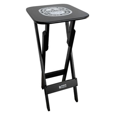Conjunto Mesa Bistrô Com 4 Banquetas Dobráveis De Madeira Personalizada Hei - Preta - Cor: Preto