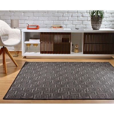 Tapete Sala Quarto 1,50 X 2,00 Antiderrapante Preto Ht-03