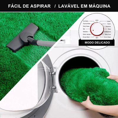Tapete Sala Felpudo Peludo Verde 200 X 200 Cm