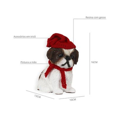 Figura Natalina Shih-tzu De Resina Bravadecor