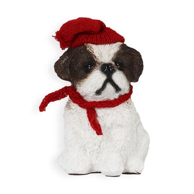 Figura Natalina Shih-tzu De Resina Bravadecor