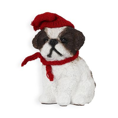 Figura Natalina Shih-tzu De Resina Bravadecor