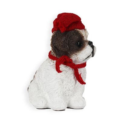 Figura Natalina Shih-tzu De Resina Bravadecor