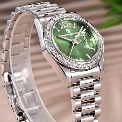 Relógio Feminino De Quartzo Design Ultra Fino Elegante Com Strass Impermeavel - Verde