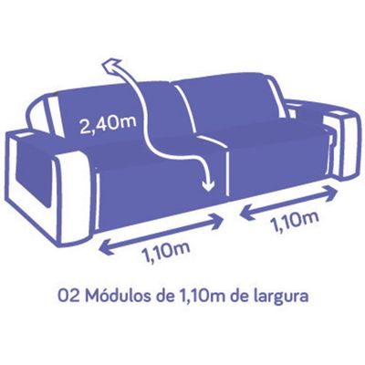 Protetor De Sofá Retrátil Dupla Face Microfibra 2,20m - -cáqui