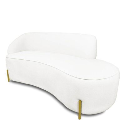 Sofá 3 Lugares Orgânico 180cm Pé Ferro Dou Morgan Bouclê L01 - D'rossi Cor Off White