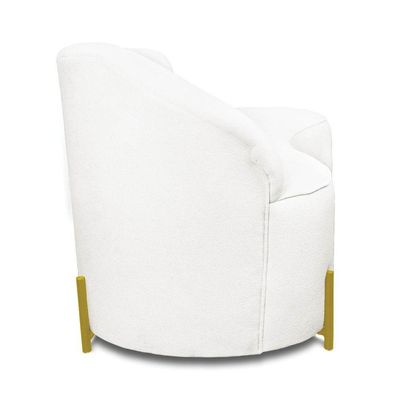 Sofá 3 Lugares Orgânico 180cm Pé Ferro Dou Morgan Bouclê L01 - D'rossi Cor Off White