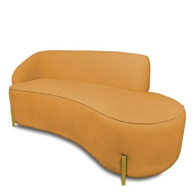 Sofá 4 Lugares Orgânico 220cm Pé Ferro Dou Morgan Bouclê L01 - D'rossi Cor Mostarda