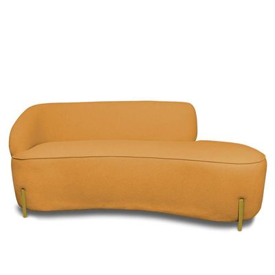 Sofá 4 Lugares Orgânico 220cm Pé Ferro Dou Morgan Bouclê L01 - D'rossi Cor Mostarda
