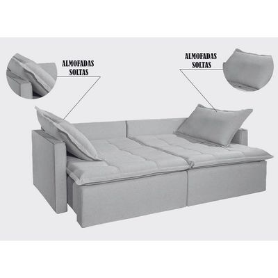 Sofá Cama 4lug Retrátil Reclinável Belize Mundial Estofados Linho Creme
