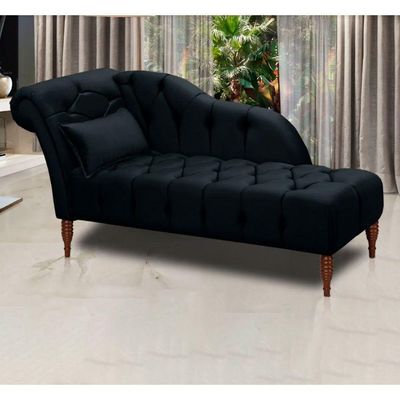 Divã Chaise Montreal Veludo 1,60cm Speciale Home Preto