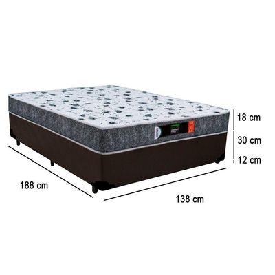 Cama Box Casal + Colchão Ortopédico Resistente Pró D28 Prime Colchões 138x188x60 Cor:marrom