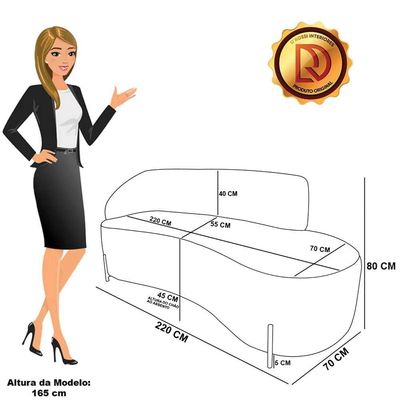 Sofá 4 Lugares Orgânico 220cm Pé Ferro Dou Morgan Bouclê L01 - D'rossi Cor Bege