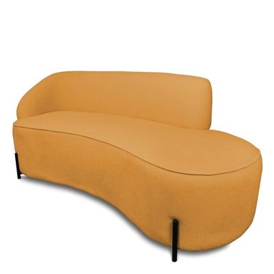 Sofá 2 Lugares Orgânico 140cm Pé Ferro Pto Morgan Bouclê L01 - D'rossi Cor Mostarda