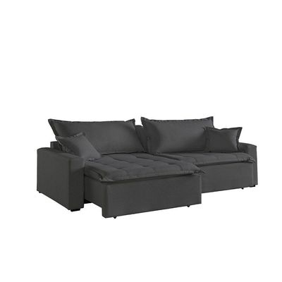 Sofá Cama Com 2 Lugares Retrátil E Reclinável Belize Cinza Profundo