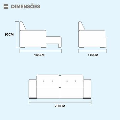 Sofá Cama Com 2 Lugares Retrátil E Reclinável Belize Cinza Profundo