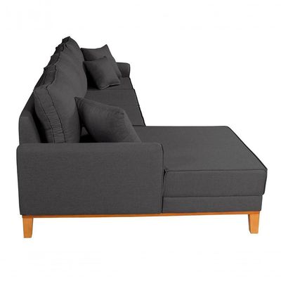 Sofá Living 4 Lugares Beny Com Chaise Lado Esquerdo Linho Império Grafite 199