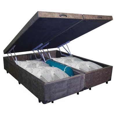 Cama Box Baú Queen Bipartido Suede Sereneprime Marrom 158x198x44