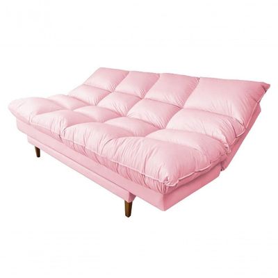 Sofá Cama Andorra Com Banqueta Corano 3 Lugares Reclinável Império Rosa 309