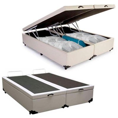 Cama Box Baú Queen Bipartido Sintético Sereneprime Branco 158x198x44.