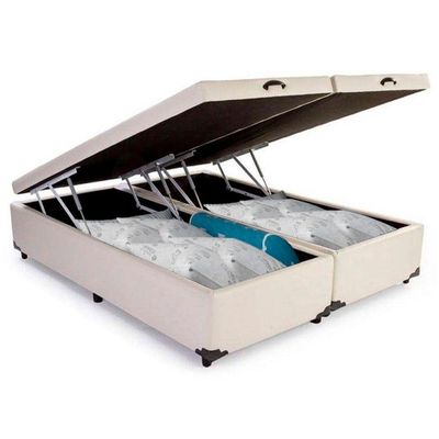 Cama Box Baú Queen Bipartido Sintético Sereneprime Branco 158x198x44.
