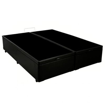 Cama Box Baú Casal Bipartido Sintético Sereneprime Preto 138x188x44.