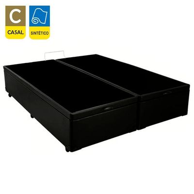 Cama Box Baú Casal Bipartido Sintético Sereneprime Preto 138x188x44.