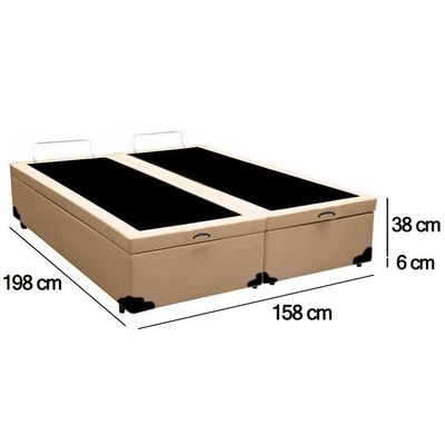 Cama Box Baú Queen Bipartido Sintético Sereneprime Bege 158x198x44
