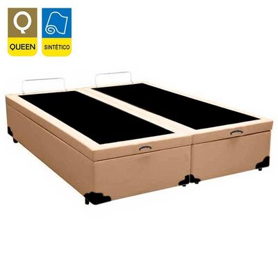Cama Box Baú Queen Bipartido Sintético Sereneprime Bege 158x198x44