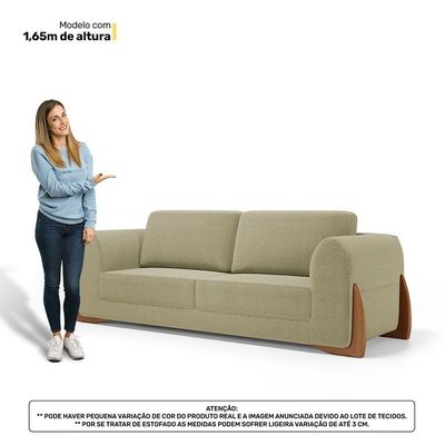 Sofá Living Bloom 160cm 02 Lugares Com Pés De Madeira Bouclê Bege - Desk Design