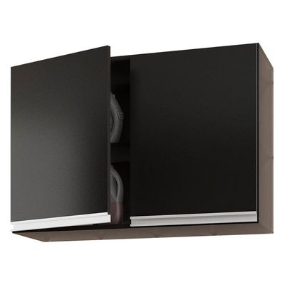 Kit área De Serviço E Lavanderia Com 02 Armários Aéreo 80cm E 60cm 100% Mdf Preto - Abmaza