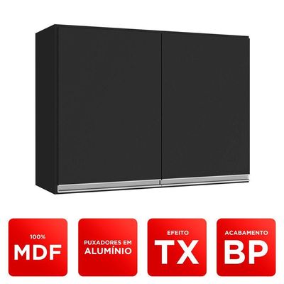 Kit área De Serviço E Lavanderia Com 02 Armários Aéreo 80cm E 60cm 100% Mdf Preto - Abmaza