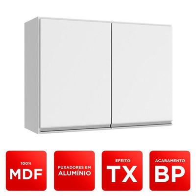 Kit área De Serviço E Lavanderia Com 02 Armários Aéreo 80cm 100% Mdf Branco - Abmaza