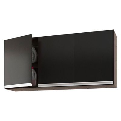 Kit área De Serviço E Lavanderia Com 02 Armários Aéreo 120cm E 60cm 100% Mdf Preto - Abmaza