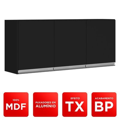 Kit área De Serviço E Lavanderia Com 02 Armários Aéreo 120cm E 60cm 100% Mdf Preto - Abmaza