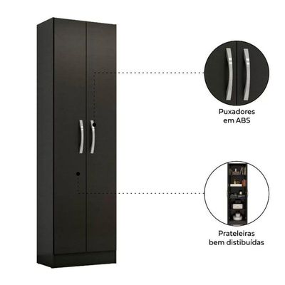 Armário Multiuso 2 Portas Nt4045 Notável Preto Tx