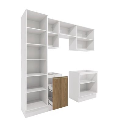 Lavanderia Modulada Kappesberg Celeste 7 Peças Branco/nogueira 230cm