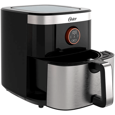 Fritadeira Elétrica Oster 2 em 1 Sem Óleo 4.8L 1500W OFRT660 Preta/Inox 110V