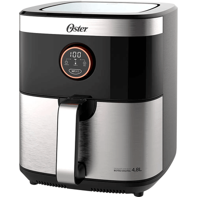 Fritadeira Elétrica Oster 2 em 1 Sem Óleo 4.8L 1500W OFRT660 Preta/Inox 110V