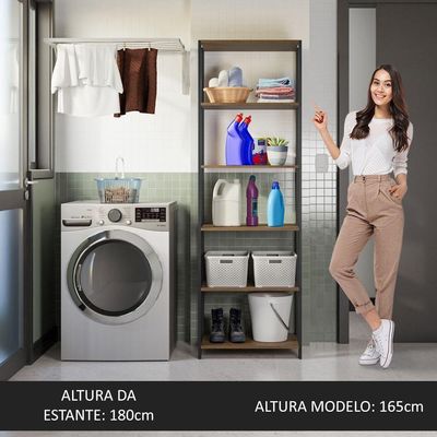 Estante Multiuso Para Lavanderia 59cm Rustic/preto