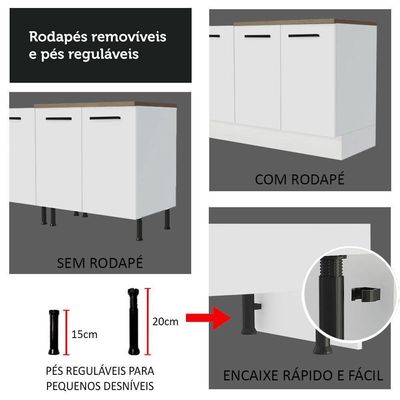 Kit Balcão E Armário Aéreo Multiuso 120cm Branco/rustic