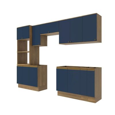 Lavanderia Modulada Kappesberg Celeste 9 Peças Nogueira/azul 310,5cm