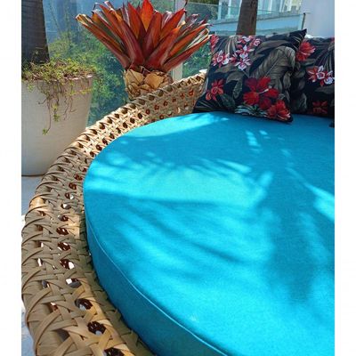 Chaise Sofá Redondo Concha 1,60m Fibra Para Jardim Piscina Nossa Kasa Móveis Palha