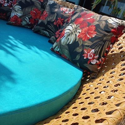Chaise Sofá Redondo Concha 1,60m Fibra Para Jardim Piscina Nossa Kasa Móveis Palha