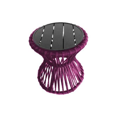 Mesa De Centro Sol Em Corda Náutica E Base Em Alumínio Preta 50cm Rosa - Cor: Rosa