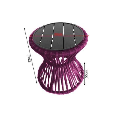 Mesa De Centro Sol Em Corda Náutica E Base Em Alumínio Preta 50cm Rosa - Cor: Rosa