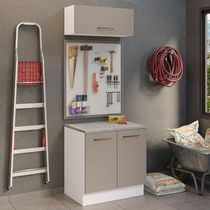 Kit Balcão E Armário Aéreo 80cm Branco/Crema