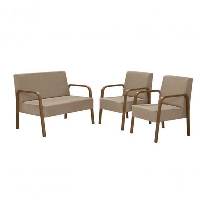 Conjunto Jade Braço Madeira Cappuccino