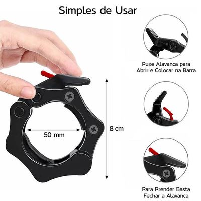 Par Presilha Barra Olimpica Peso Cross Musculaçao Lock Jaw