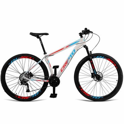Bicicleta Aro 29 21 Marchas Freio Disco - Branco-azul/Verm.